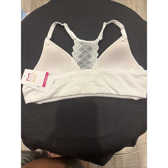 Maidenform Girls Soft Comfort Lace Back Pullover Wireless Bra White 32A New - Picture 2 of 6